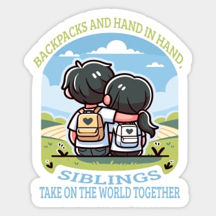 World Explorers: Siblings Adventure Together Sticker